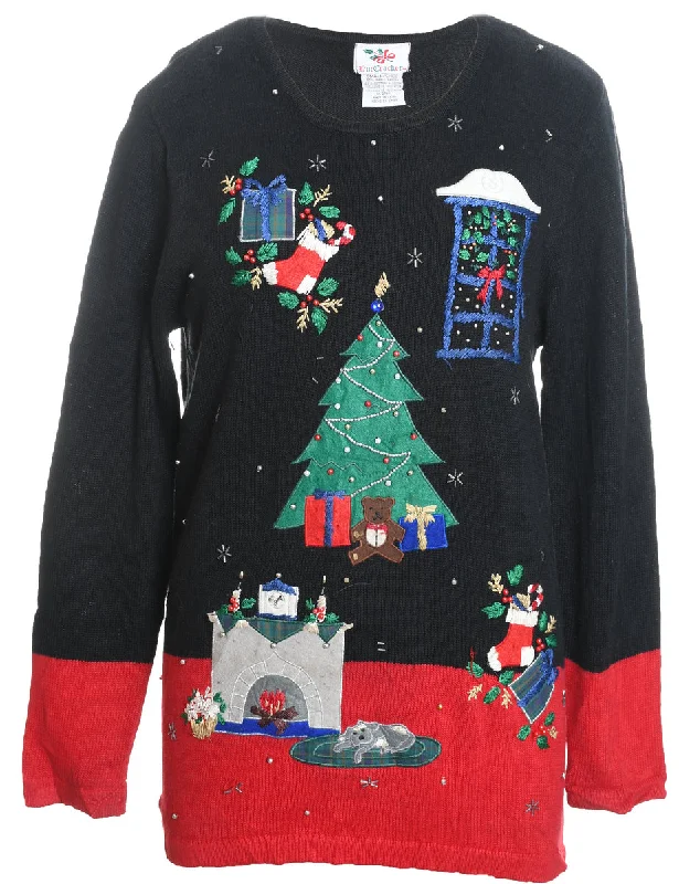 Christmas Tree Design Jumper - S Machine Wash Dry Clean Hand Wash