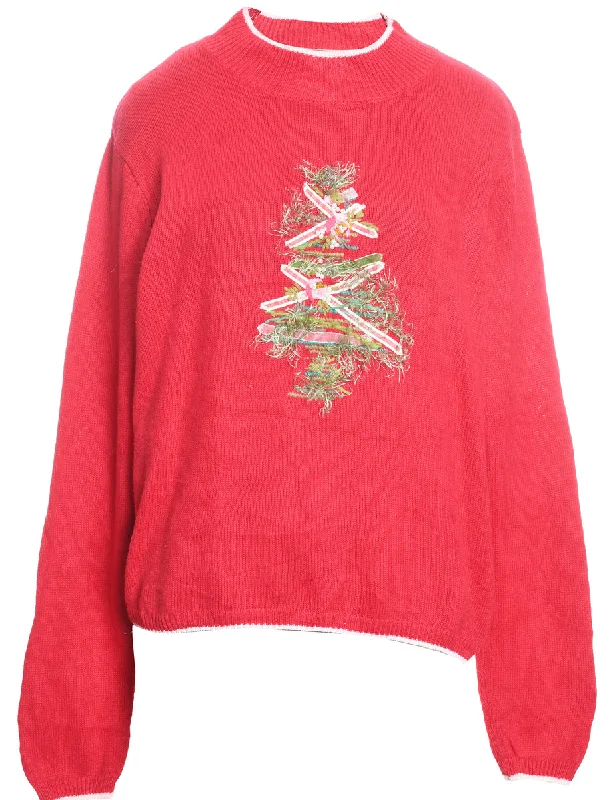 Christmas Tree Design Jumper - XL Fitted Slim Tailored