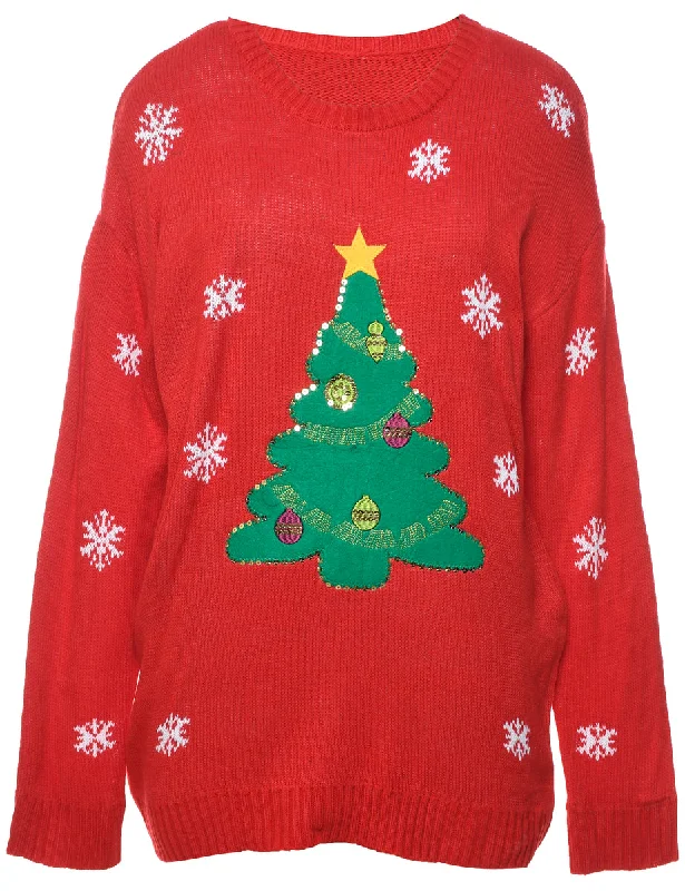 Christmas Tree Design Jumper - XL Transparent Opaque Sheer