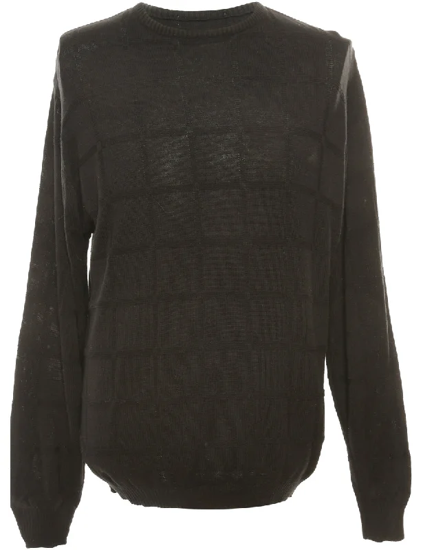 Classic Dark Brown Knit Jumper - M Transparent Opaque Sheer