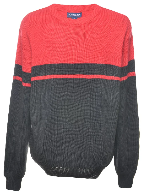 Colour Block Jumper - L Collared Crew Neck Turtle Neck