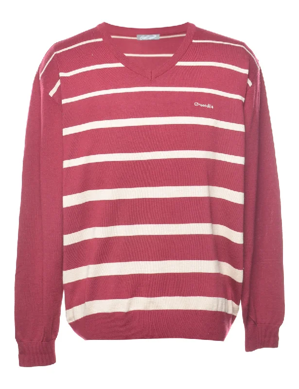 Crocodile Striped Jumper - L Fleece Sweater Nylon Polyester