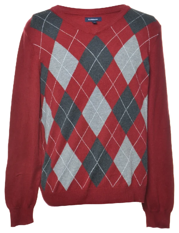 Croft & Barrow Argyle Jumper - L Stretchy Elastic Breathable