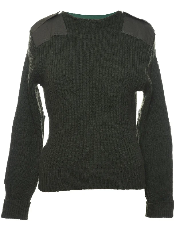 Dark Green Jumper - M Front Pockets Side Pockets Patch Pockets