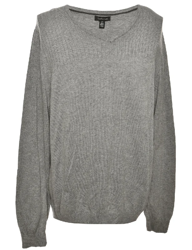 Dark Grey Van Heusen Jumper - L Stylish Fashionable Trendy