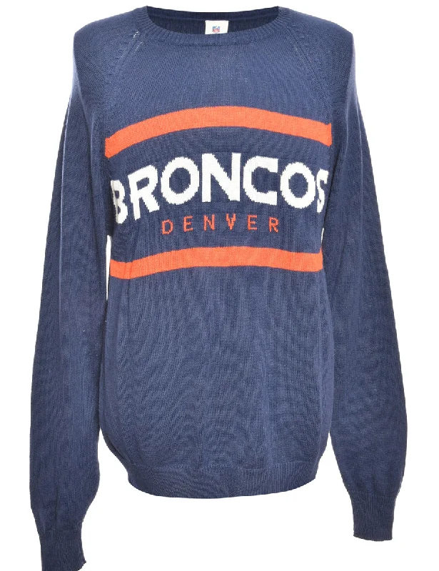 Denver Broncos Jumper - L Solid Print Embellished