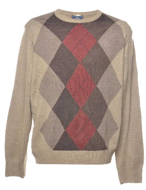 Dockers Argyle Jumper - L Ribbed Striped Patterned