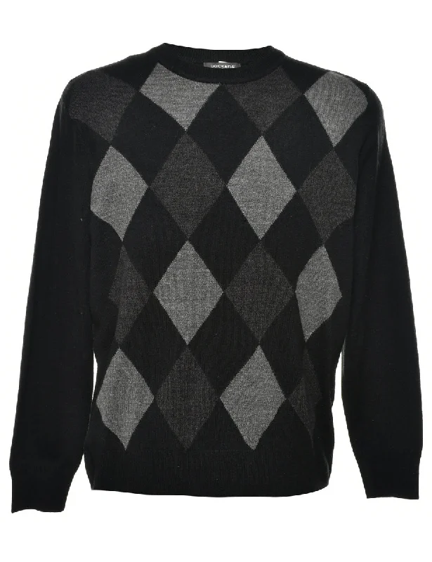 Dockers Argyle Jumper - M Hooded Sweater Collared Sweater Shawl Collar