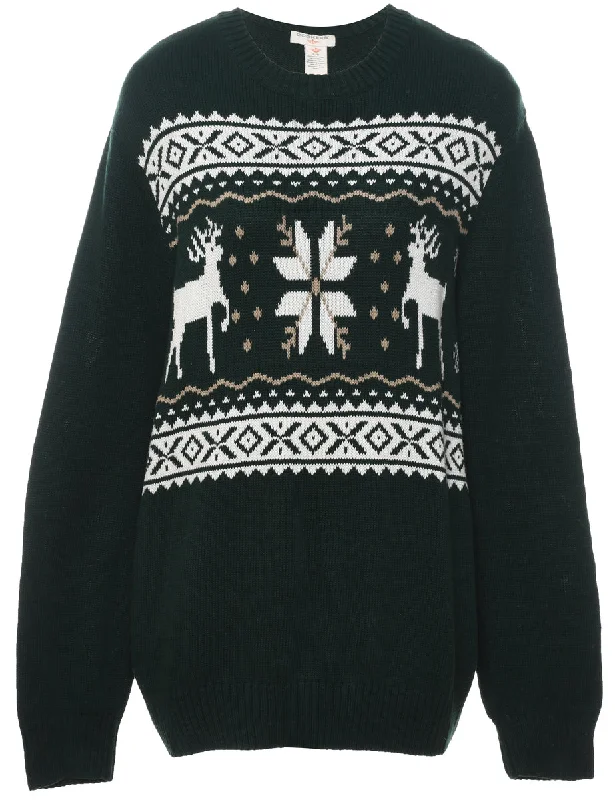 Dockers Jumper - L Print Jacquard Patchwork