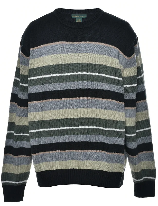 Dockers Striped Jumper - L Real Fur Shearling Chenille