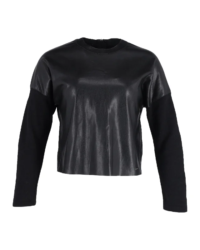 Dsquared2 Faux Leather Jumper in Black Polyester Glossy Satin Silk