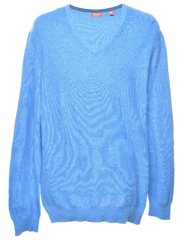 Izod Blue Jumper - XL Boat Neck Shawl Collar Notched Collar