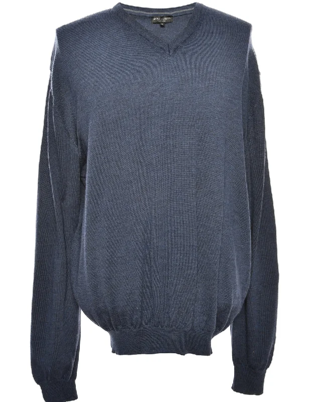 Long Sleeved Navy Jumper - XL Oversized Loose Flowy