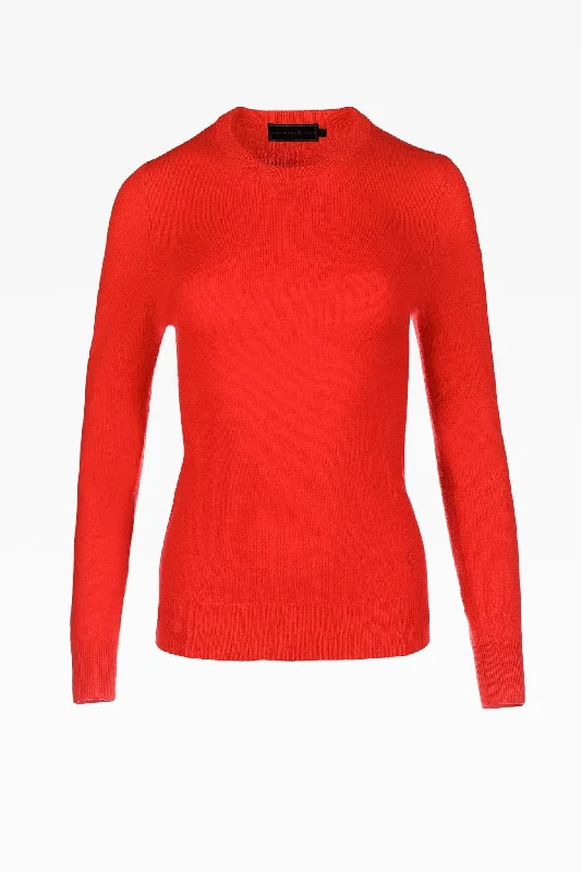 Millie Ladies Cashmere Crew Neck Jumper in Crimson Red Zippered Front Buttoned Front Snap Front