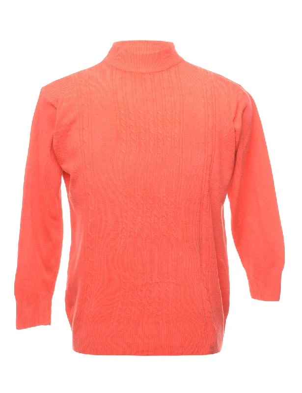 Pink Jumper - M Boat Neck Shawl Collar Notched Collar