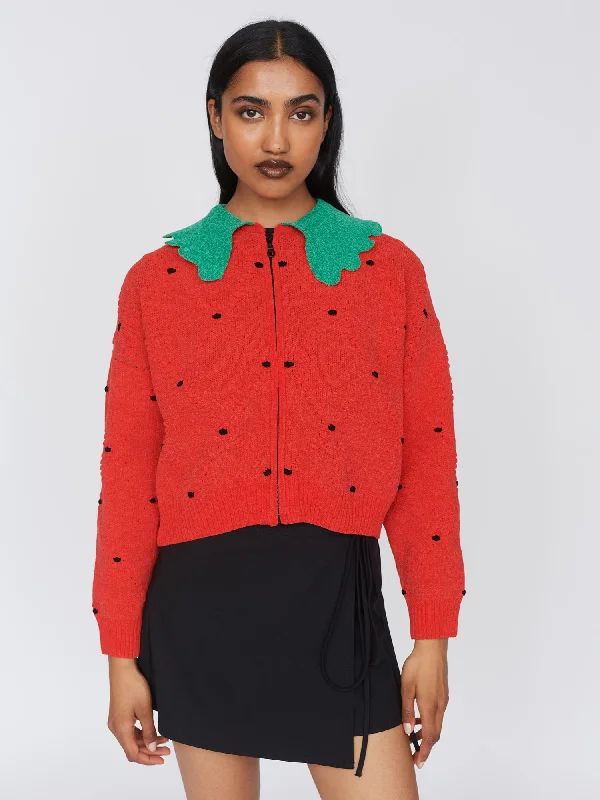 Strawberry Sundae Knitted Jumper Zippered Buttoned Snapped