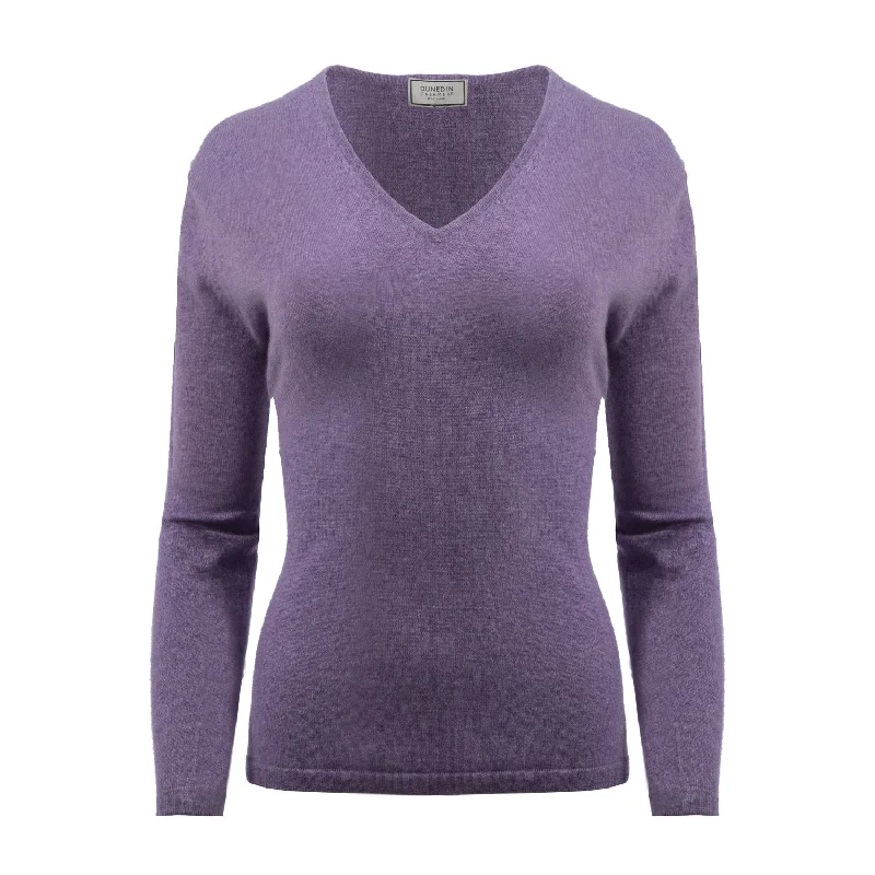 Women's 100% Cashmere V-Neck Jumper Dunedin Cashmere Heather Cotton Fabric Linen Fabric Terry Fabric