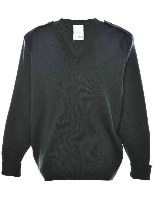 Wool Dark Green Jumper - L Stretchy Elastic Breathable