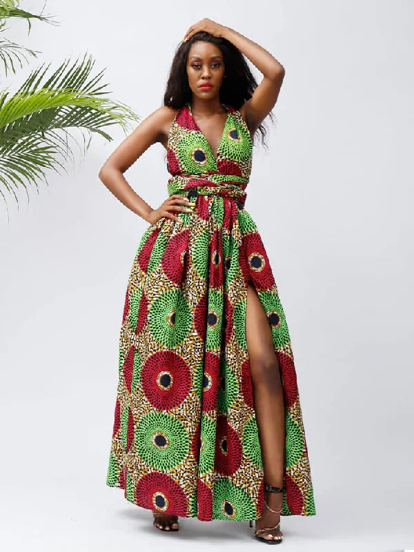 African Ankara Print maxi dresses Cozy Maxi Dress with Slit