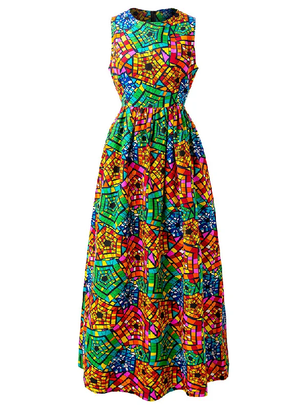 Ankara print sleeveless maxi dresses Cozy Knitted Maxi Dress