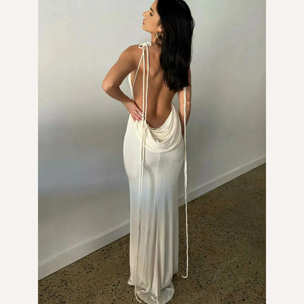 Dulzura Lace Up Backless Maxi Dress For Women Sexy Solid Long Dress 2023 Summer Party Club Evening Outfits Wholesale Items Chic Sleeveless Maxi Dress