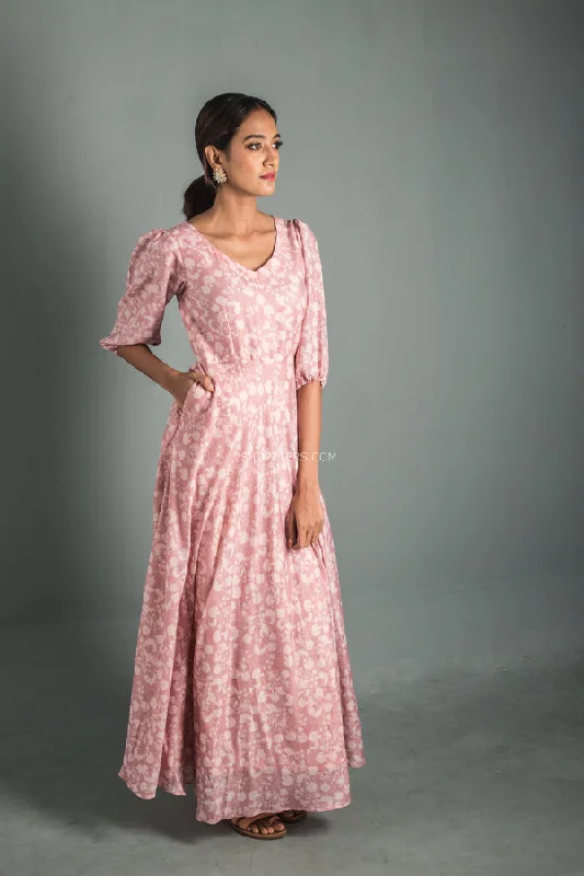 Dusty Pink Ankle Length Maxi Dress Cozy Wrap Maxi Dress