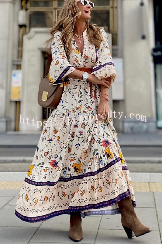 Lilipretty Izzy English Garden Boho Maxi Dress Elegant Silk Maxi Dress