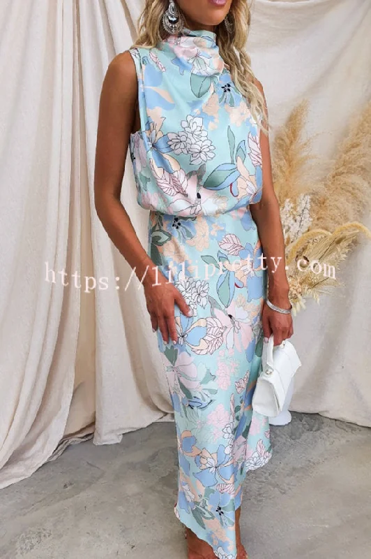 Lilipretty Love In The Garden Floral Halter Neck Elastic Waist Maxi Dress Chic Summer Floral Maxi Dress