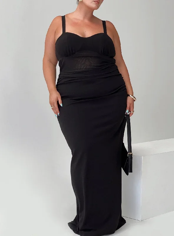 Mazzola Maxi Dress Black Curve Comfortable Ruffle Hem Maxi Dress