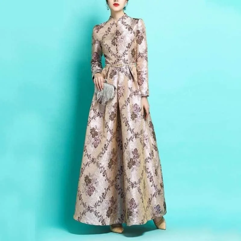 Print Ankle-Length Elegant A-line Maxi Dress Comfortable Casual Maxi Dress