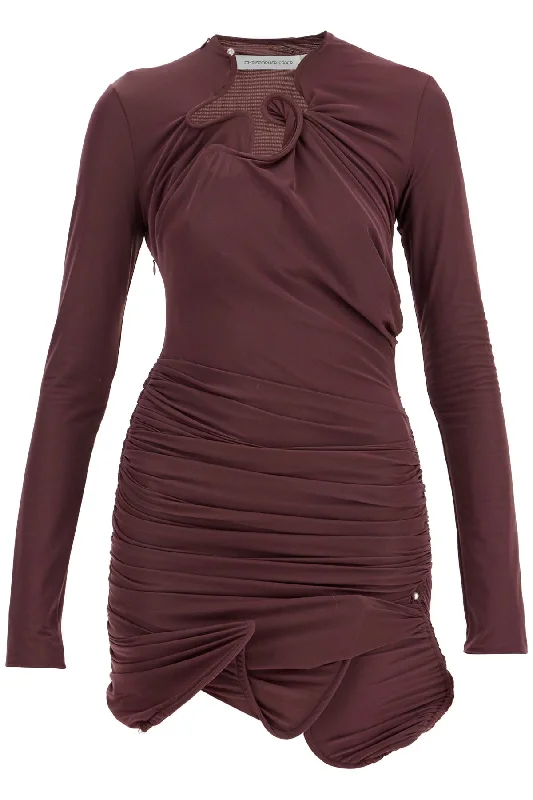 Draped Venus Mini Dress  - Purple Trendy Mini Dress with Belt