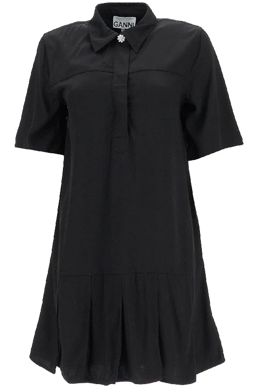 'viscose Mini Dress With  - Black Chic Mini Dress with V-Neck