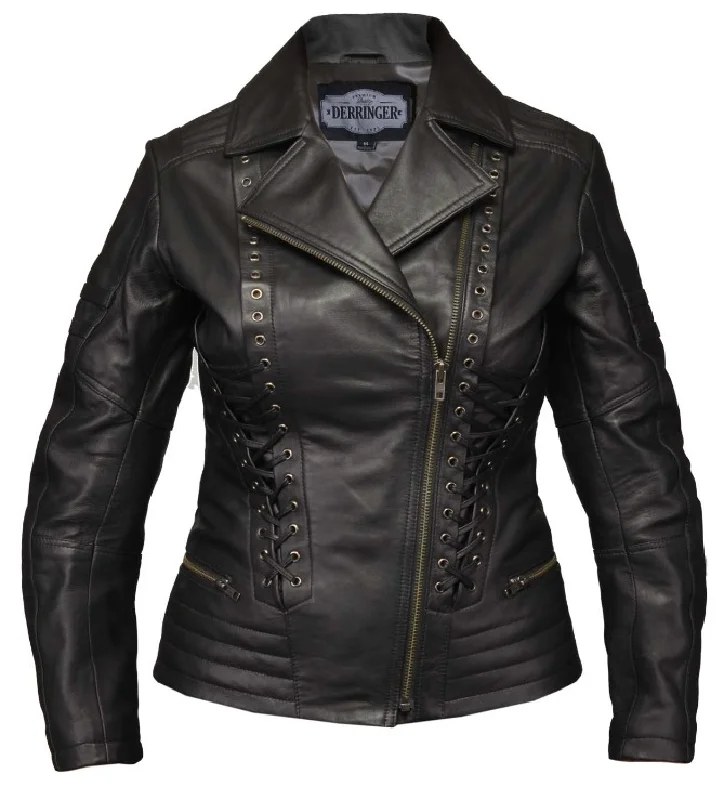 6955.00- Ladies Leather Jacket Fleece Fabric Down Fabric Feather Fabric