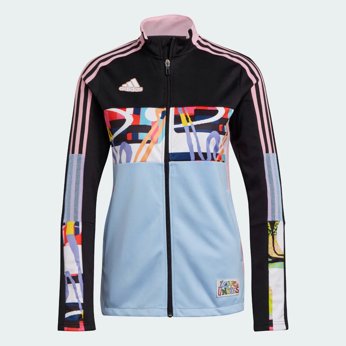 Adidas Love Unites Women Tiro Track Jacket - Black-Pink-Light Blue Denim Jacket Leather Jacket Suede Jacket