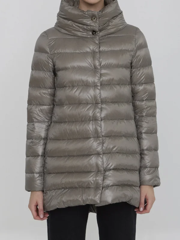 Amelia Down Jacket In Nylon Front Pockets Side Pockets Patch Pockets