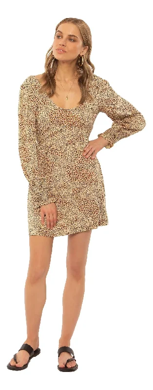 Amuse Society Windswept L/S woven mini dressn Elegant Vintage Mini Dress