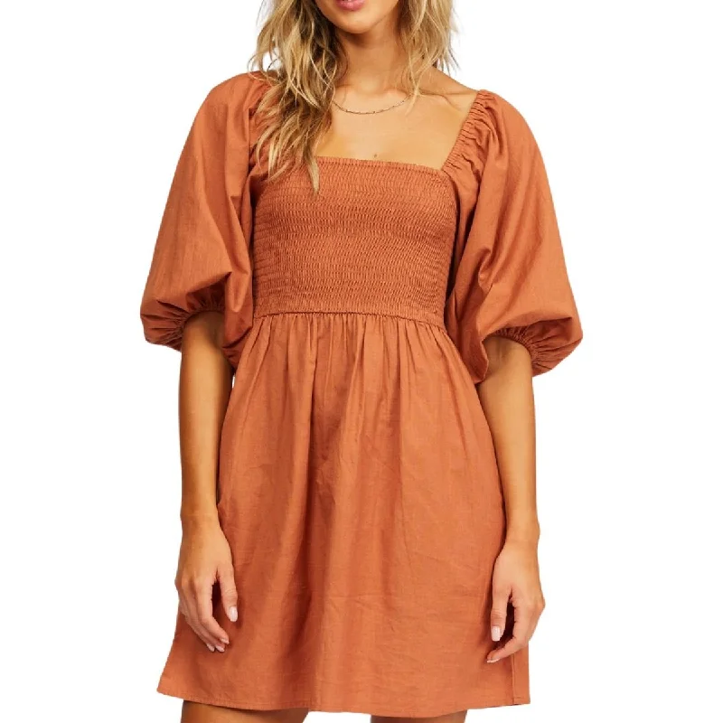 Billabong Paradise Days Mini Dress in Bronze Cozy Cowl Neck Mini Dress