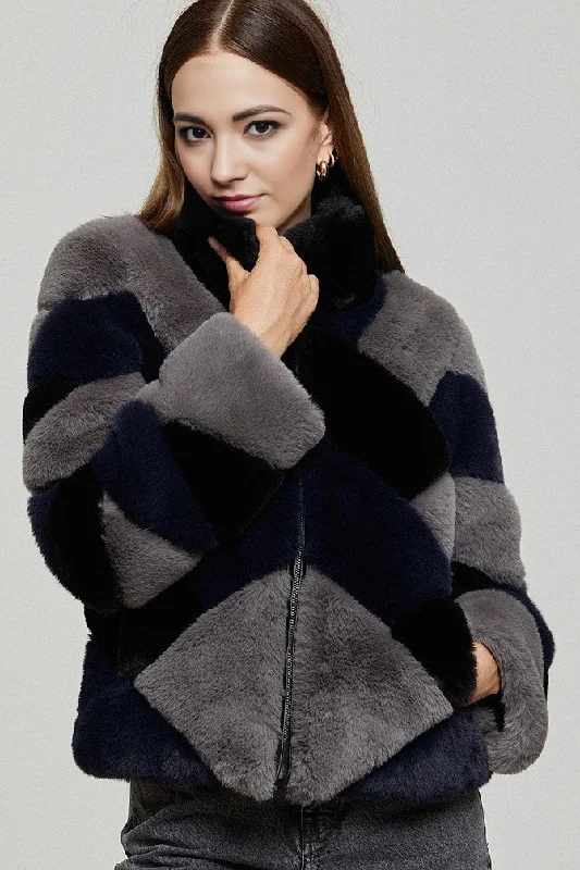 Camilla Black And Grey Sherpa Jacket For Women Faux Fur Jacket Real Fur Jacket Shearling Jacket