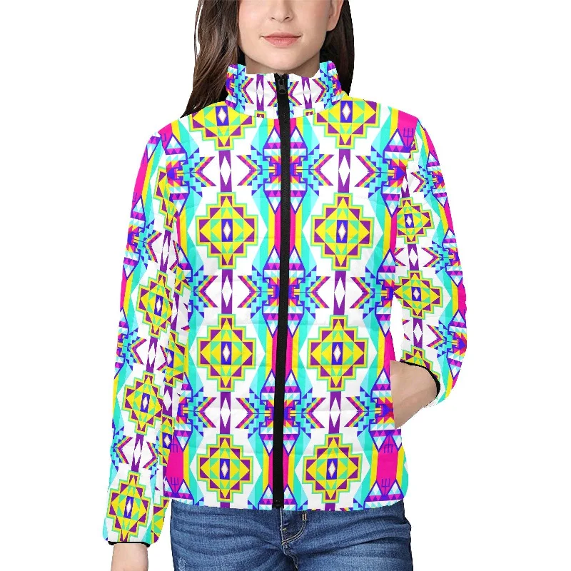 Fancy Champion Women's Stand Collar Padded Jacket Jersey Jacket Tulle Jacket Batik Jacket