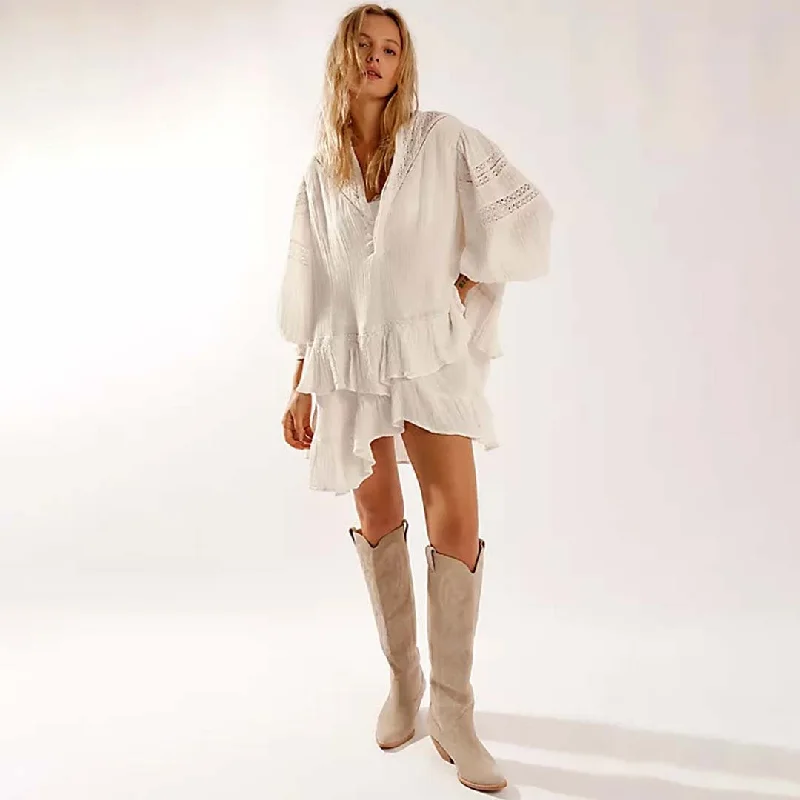 SACHI MINI DRESS | IVORY Comfortable Zip-Up Mini Dress