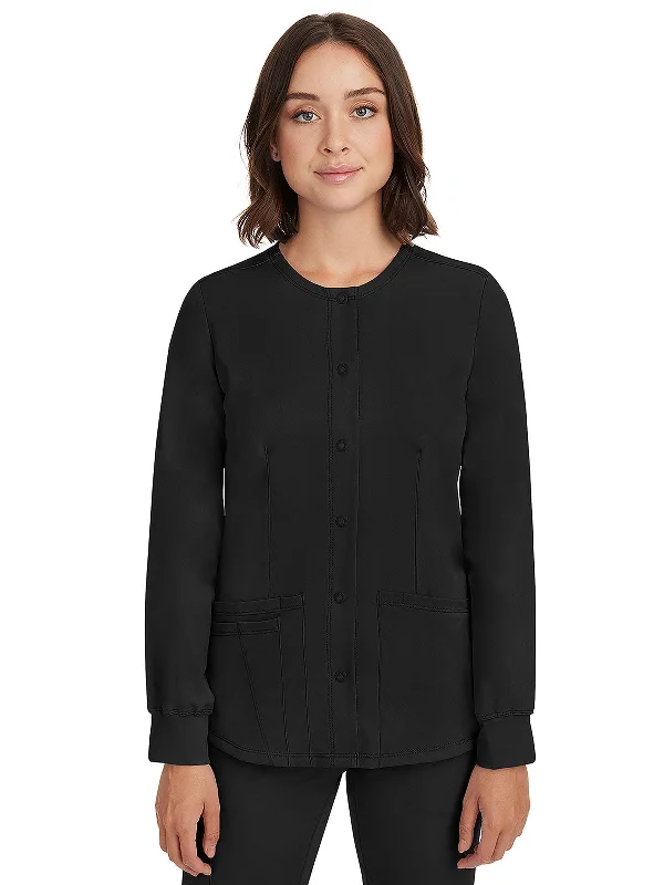 HH Works - Women's Megan Button Front Solid Scrub Jacket Insulated Jacket Fitted Jacket Loose Jacket