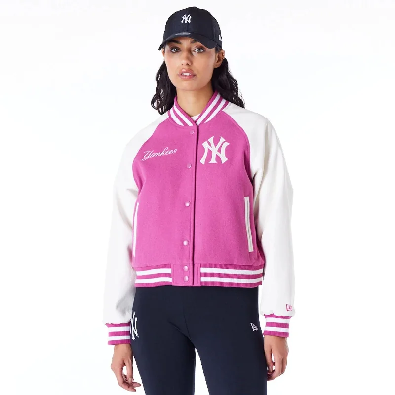 New York Yankees Womens MLB Purple Varsity Jacket Mesh Jacket Canvas Jacket Denim Jacket