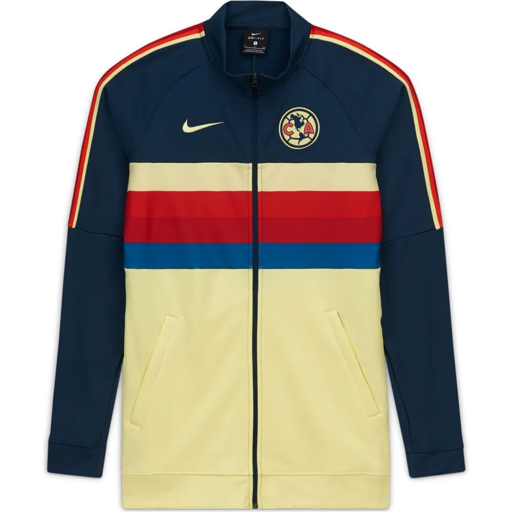 Nike 2020-21 Club America Women I96 Anthem Jacket - Yellow-Navy-Red Tailored Jacket Straight Jacket A-Line Jacket