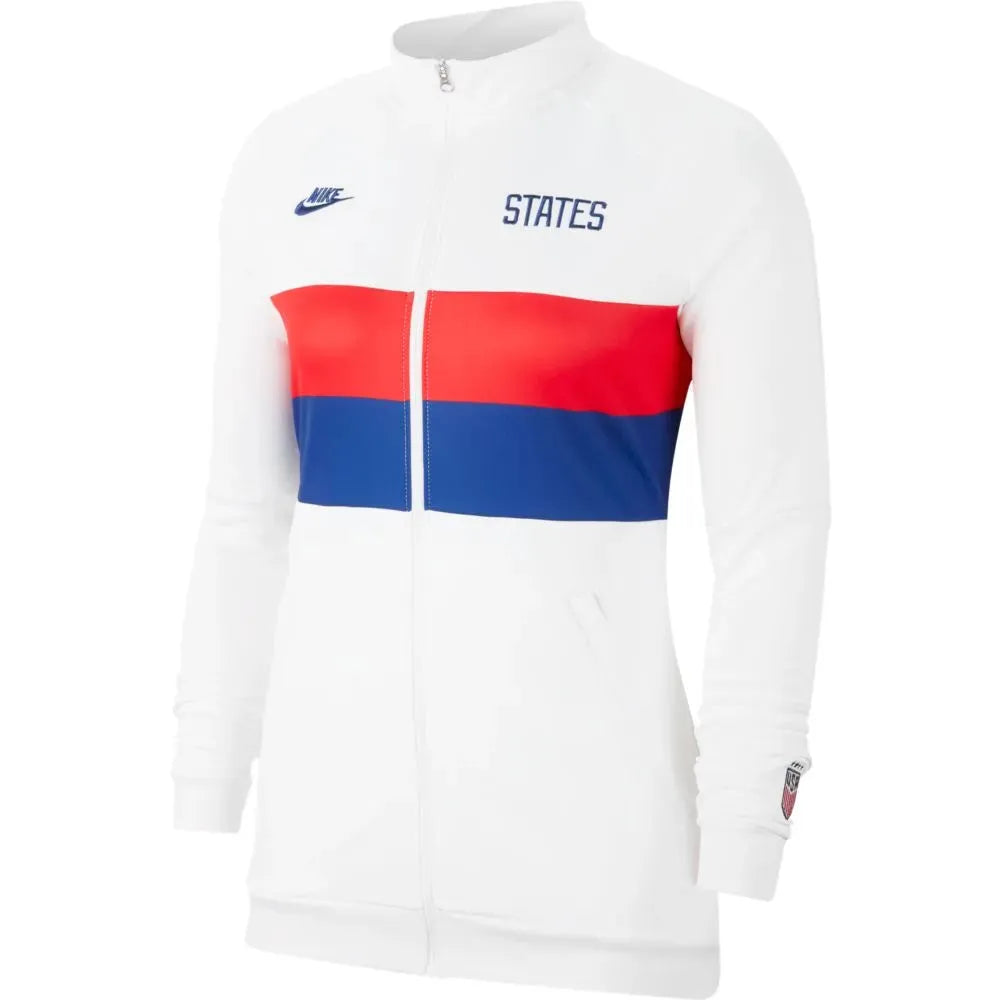 Nike 2020-21 USA Women's I96 Track Jacket - White-Navy-Red Faux Fur Jacket Real Fur Jacket Shearling Jacket