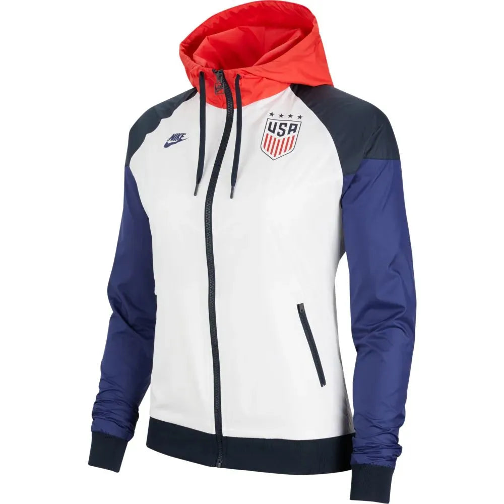 Nike 2020-21 USA Womens Windrunner Jacket - White-Red-Blue Print Jacket Jacquard Jacket Embroidered Jacket