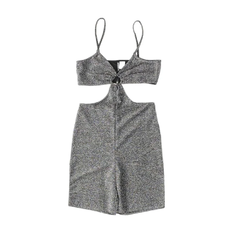 Silver Solid Mini Dress Fashionable Party Mini Dress