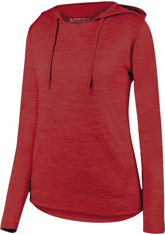 Augusta 2907 Ladies Shadow Tonal Heather Hoody - Red Hoodie with Puffed Sleeves Voluminous Trendy