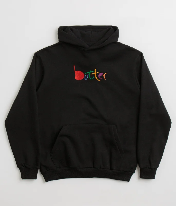 Butter Goods Art Hoodie - Black Hoodie with Half-Zip Sporty Casual