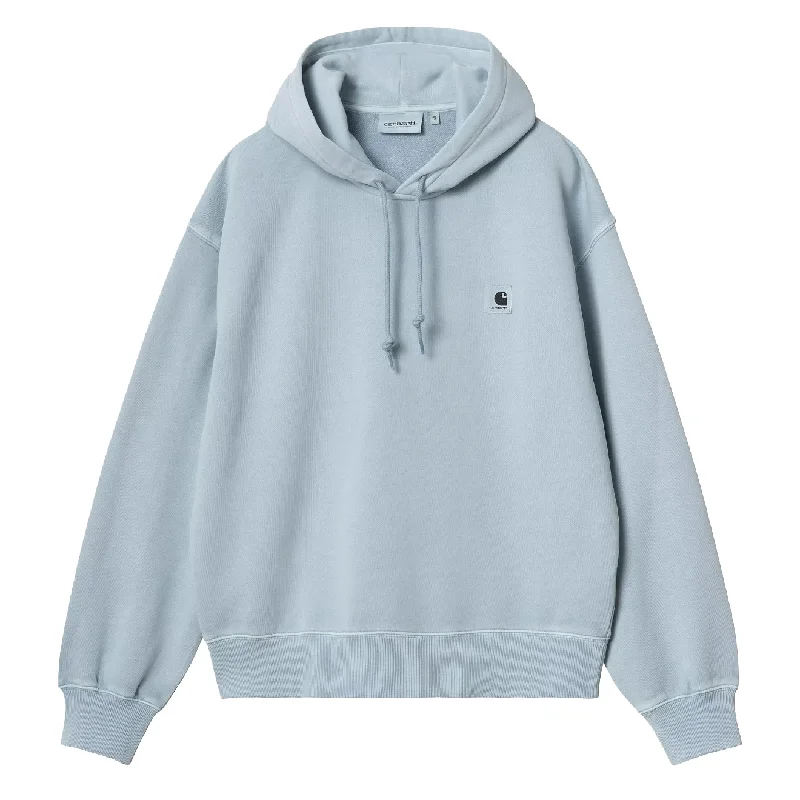 Carhartt WIP Womens Hooded Nelson Sweat Dusty Ice Garment Dyed Hoodie with Contrast Stitching Detailed Premium