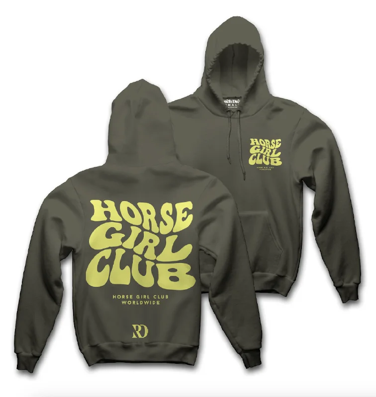 HORSE GIRL CLUB | HOODIE Hoodie with Snap Buttons Easy Quick